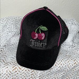 KIDS Juicy Couture Black Cap with Cherry Embroidery